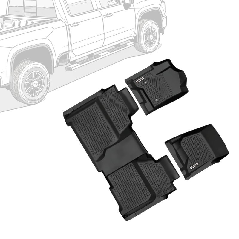 thumbnail image 2 of TPE Floor Mats For 1999-2006 Chevy Silverado / GMC Sierra Crew Cab - Black Heavy Duty Liners Full Set 2 of 6