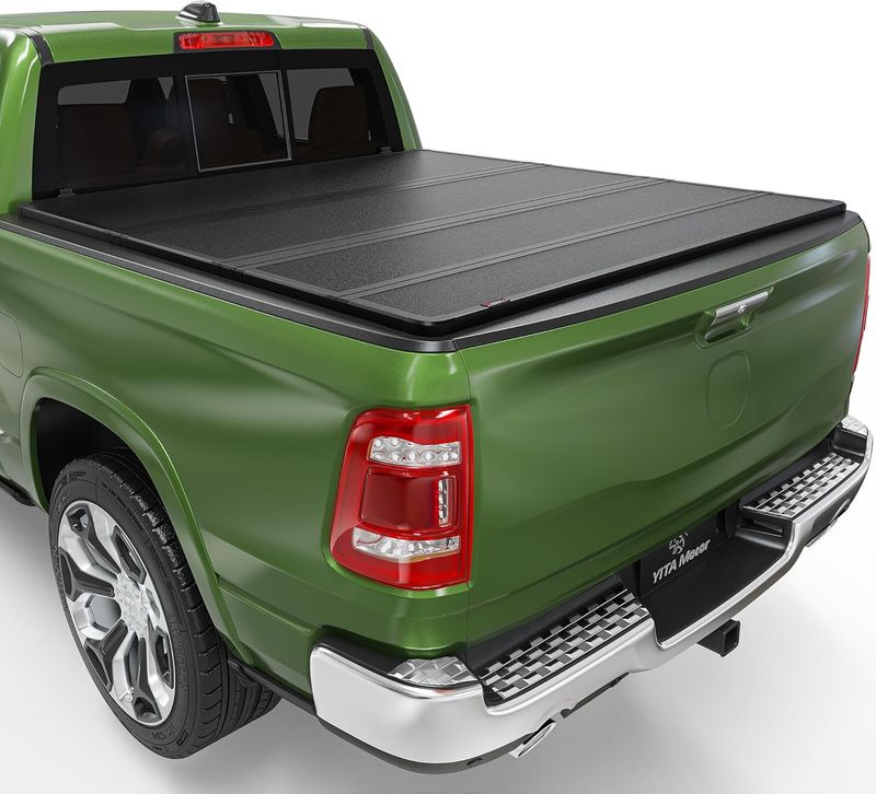     Ram 1500 hard tonneau cover, Ram 2500 3500 8ft bed cover,Quad fold truck bed cover, Dodge Ram 2002-2025 tonneau,Aluminum alloy truck cover,YITAMOTOR Ram bed cover, Heavy-duty folding tonneau,No Rambox truck accessories