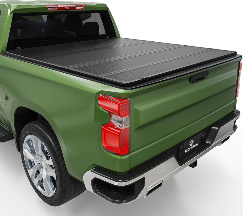 Silverado HD tonneau cover，Sierra 2500/3500 bed cover，6.9ft truck bed cover，Quad fold hard tonneau，2020-2025 HD truck accessories，Aluminum alloy bed cover，Heavy-duty truck tonneau，YITAMOTOR HD cover