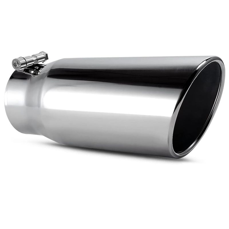 YITAMOTOR 4 Inch Inlet Exhaust Tip for 4 Inch Outside Diameter Tailpipe, 4" Inlet 5" Outlet 12" Long Stainless Steel Professional Exhaust Tail Tip, Polished Finish Surface, Bolt On, Silver 