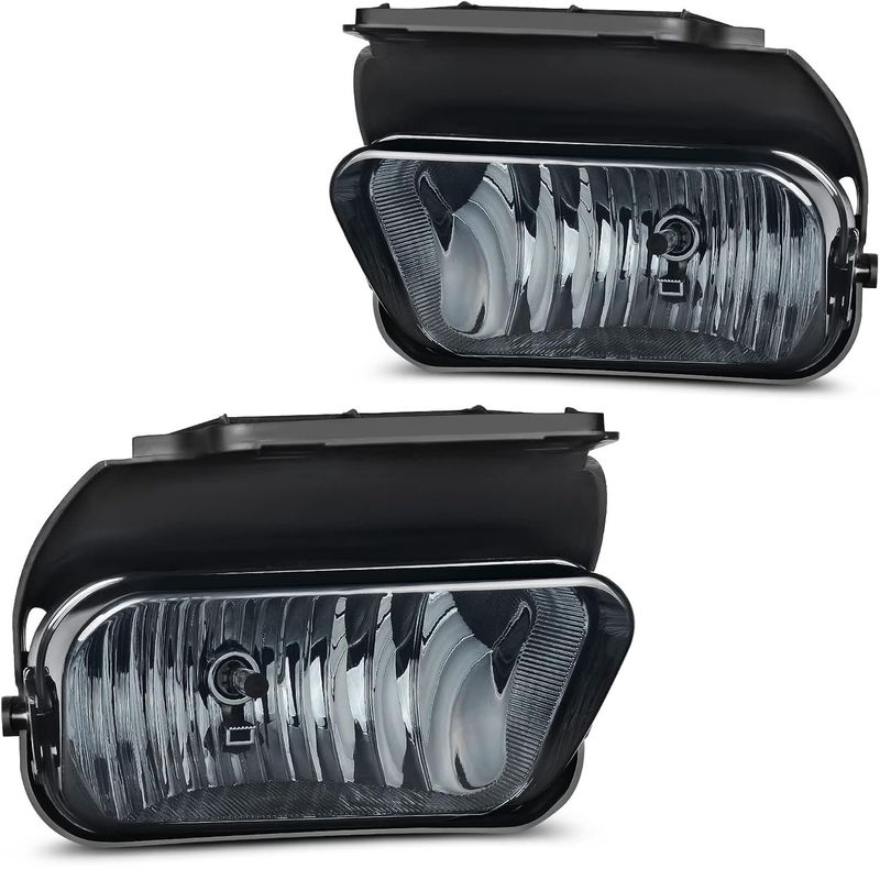 YITAMOTOR  Fog Lights Compatible with 2003-2007 Chevy Silverado 2002-2006 Chevy Avalanche without Body Cladding Fog Light Replacement,with 12V 42W H10 Bulbs,OE Style Smoke Lens 
