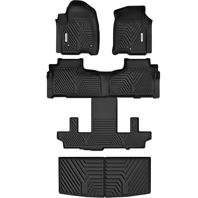 GMC Yukon floor mats 2021-2025, Chevy Tahoe bucket seat liners, 3-row SUV mat set, TPE cargo liner, exact fit Tahoe accessories, military-grade floor mats, YITAMOTOR Yukon mats, full coverage SUV protection, heavy-duty truck liners, all-weather GM accessories