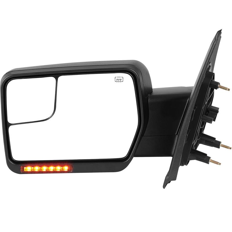 2008 Ford F-150 driver mirror, power heated truck mirrors, F-150 puddle light mirror, left side mirror with turn signal, YITAMOTOR F-150 mirror, 2004-2014 mirror replacement, black power mirrors