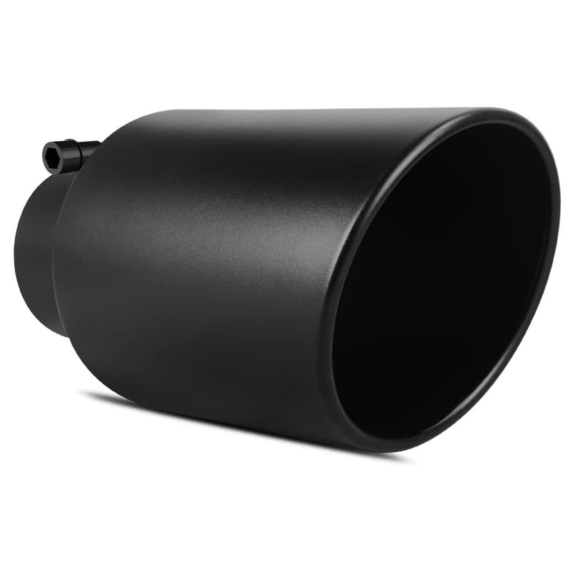 YITAMOTOR 5 Inch Exhaust Tip, 5" Inlet to 8" Outlet 15" Overall Length Stainless Steel Professional Diesel Exhaust Tail Tip for All 5" Outside Diameter Tailpipe, Rolled Slant Cut, Bolt On, Black 