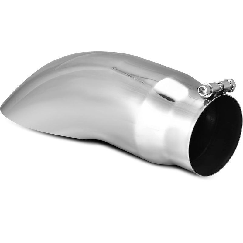 YITAMOTOR Diesel Exhaust Tip 4 Inch Inlet Turndown, 4" Inlet 5" outlet 16" Long Stainless Steel Exhaust Tip for 4-Inch Outside Diameter Tailpipe, Turn Down Design, Chrome Plated, Bolt-On 