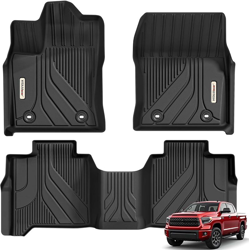     Tundra CrewMax floor mats 2022,Tundra 2025 all-weather liners,TPE truck floor mats,Toyota Tundra CrewMax accessories, Front and rear truck liners,Waterproof Tundra mats,YITAMOTOR Tundra liners, Custom fit truck floor protection