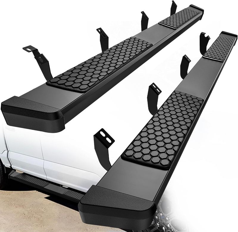 Tacoma running boards black, 2024 Tacoma nerf bars, 6-inch side steps, YITAMOTOR running boards, black truck steps, Tacoma Double Cab accessories, off-road nerf bars, anti-slip running boards