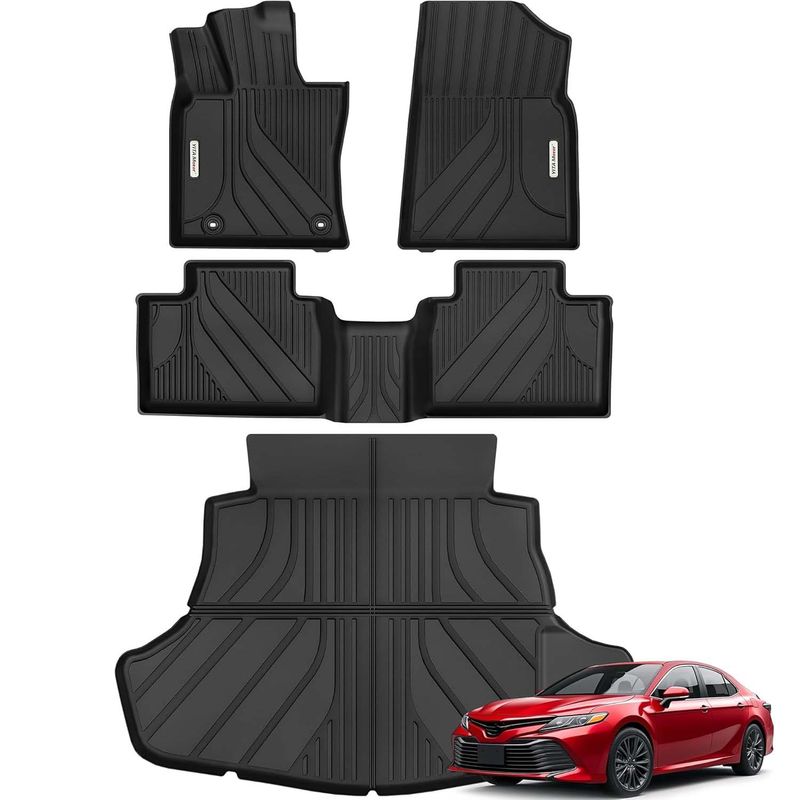YITAMOTOR Camry floor mats, 2025 Toyota Camry all-weather mats, Hybrid compatible floor liners, odorless TPE car mats, anti-slip trunk mat, full set Camry accessories, premium automotive floor protection