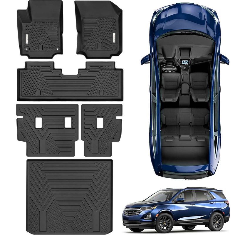 YITAMOR floor mats, Chevy Equinox all-weather mats 2018-2024, GMC Terrain TPE liners, waterproof SUV floor mats, custom-fit back seat protector, non-slip automotive accessories, heavy-duty car floor liners