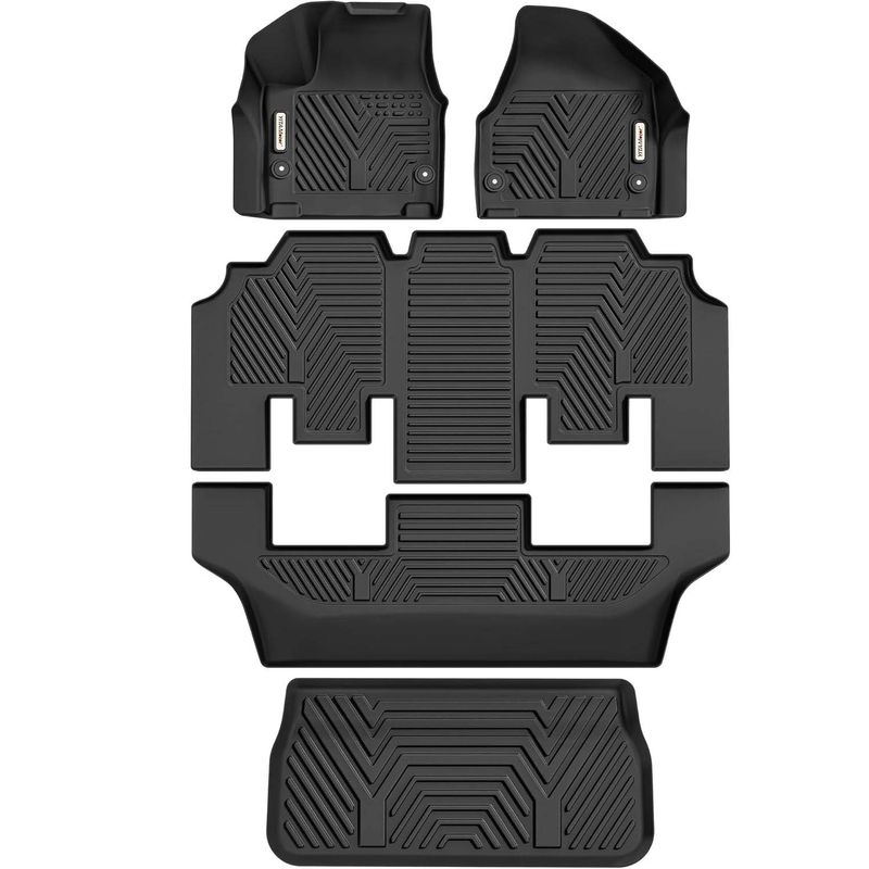 2017-2025 chrysler pacifica floor mats, pacifica minivan cargo liner, voyager all-weather mats, 3 row tpe floor liners, non-slip car mats for pacifica, custom fit minivan trunk mat, heavy duty van floor protection