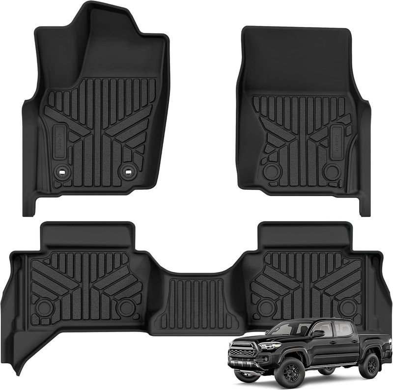 YITAMOTOR Tacoma mats, 2025 Tacoma Double Cab floor liners, all-weather truck mats, TPE automatic transmission mats, non-hybrid Tacoma accessories, heavy-duty floor protection, custom-fit Toyota truck mats