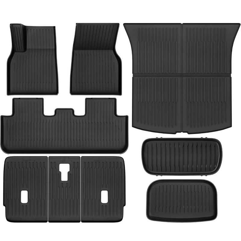 YITAMOTOR Tesla Model Y floor mats, all-weather Model Y liners, 5-seater Tesla accessories, TPE floor mats Model Y, Model Y cargo liner, full set car mats, waterproof Tesla mats, anti-slip floor protection, 9-piece mat set, Model Y interior accessories