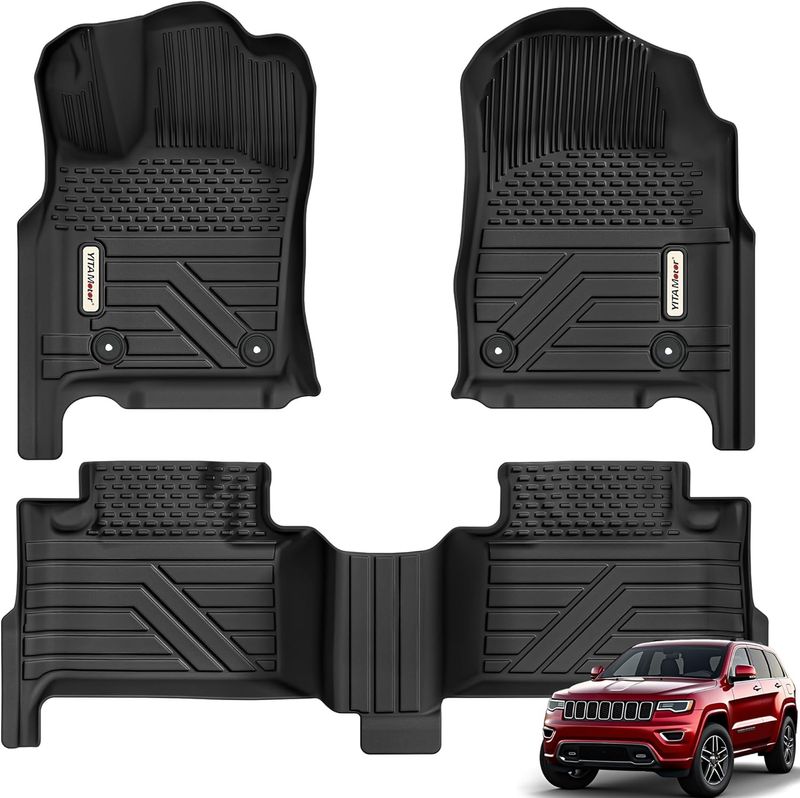 YITAMOTOR all-weather floor mats, Jeep Grand Cherokee floor liners, Dodge Durango floor mats, TPE waterproof car mats, anti-slip floor protection, 2016-2022 Grand Cherokee, 2016-2021 Durango, car interior accessories, heavy-duty floor mats, easy clean car liners