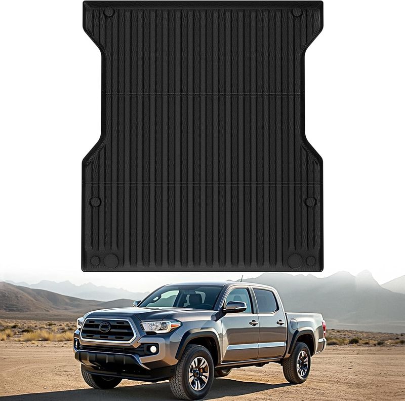 YITAMOTOR Tacoma bed mat, 2024 Tacoma 5FT bed liner, TPE truck bed protector, heavy-duty Tacoma accessories, all-weather pickup bed mat, anti-slip cargo liner, short bed Tacoma 2025