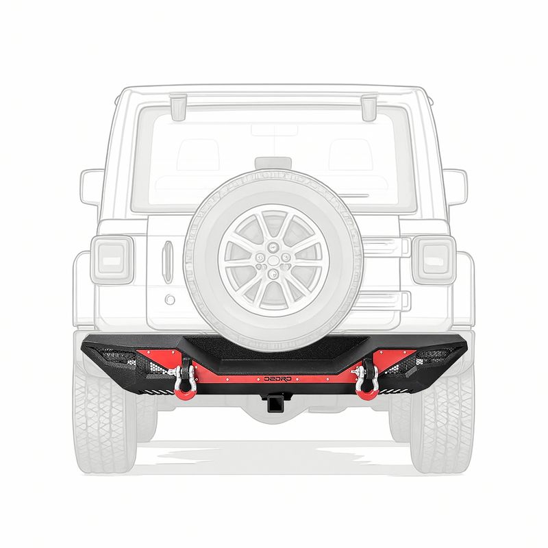 EYOUHZ Rear Bumper With D-Rings & LED Lights For 2007-2018 Jeep Wrangler JK JKU Unlimited - Black Powder Coated Steel Armor