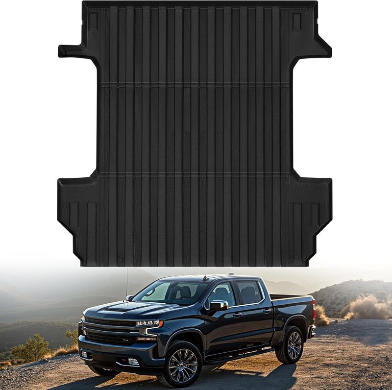 YITAMOTOR truck bed mat, Chevy Silverado 1500 bed liner, GMC Sierra 1500 accessories, TPE bed mat, 5.8FT truck bed, all-weather protection, heavy-duty bed mat, pickup truck liner, anti-slip mat, scratch protection, 2019-2025 Silverado, truck bed accessories
