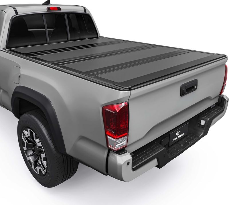 YITAMOTOR tonneau cover, Toyota Tacoma bed cover, hard quad-fold, low-profile cover, 5 ft bed, midsize truck accessories, weatherproof seal, cargo security, folding bed cover, Tacoma truck accessories
