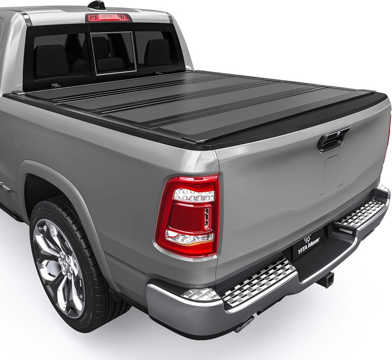 YITAMOTOR tonneau cover, Dodge Ram 2500 bed cover, Ram 3500 truck cover, hard quad-fold, low-profile tonneau, 6.4 ft bed, heavy duty truck accessories, weatherproof cover, cargo security, folding bed cover