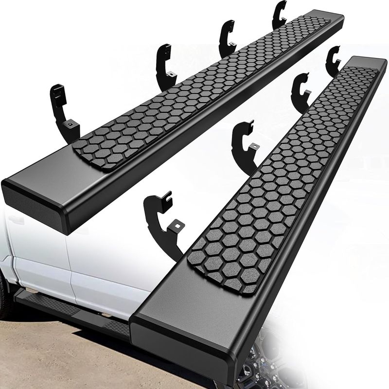 Silverado running boards, GMC Sierra side steps, 6 inch step rails Silverado, Crew Cab nerf bars, textured black running boards, 2019–2025 Silverado accessories, 2500HD 3500HD side steps, YITAMOTOR truck running boards