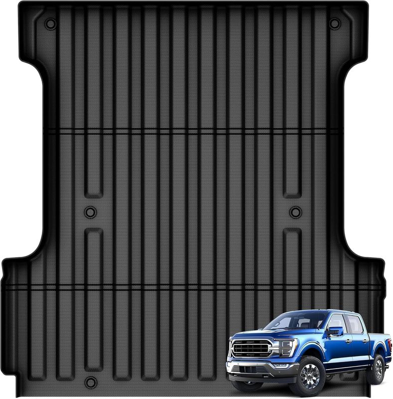 YITAMOTOR bed mat, Ford F150 bed liner, F150 Lightning accessories, TPE truck bed mat, 5.5FT bed protection, all-weather bed liner, heavy-duty bed mat, pickup truck liner, anti-slip mat, scratch protection, 2015-2025 F150, Ford Lightning bed mat