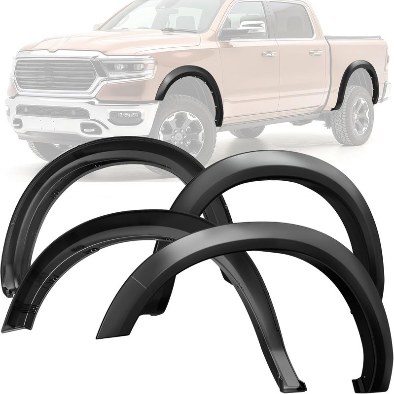 YITAMOTOR fender flares, Dodge Ram 1500 wheel well guards, 2009-2018 Ram 1500, 2019-2022 Classic, smooth black fenders, truck wheel flares, aftermarket Ram accessories, off-road protection, sleek fender flares, Dodge Ram styling