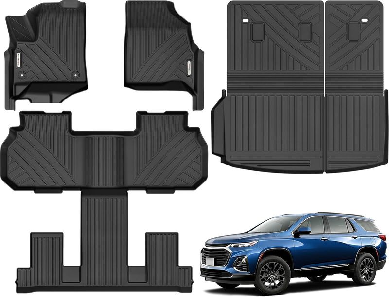 YITAMOTOR floor mats, Chevy Traverse floor liners, 2024 Traverse accessories, TPE all-weather mats, backseat protector, 7-seat SUV mats, custom floor mats, interior protection, Traverse cargo liner, heavy-duty mats