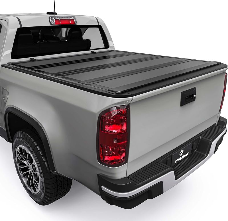 YITAMOTOR tonneau cover, Colorado bed cover, Canyon truck cover, hard quad-fold, low-profile cover, 5.2 ft bed, midsize truck accessories, weatherproof seal, cargo security, folding bed cover
