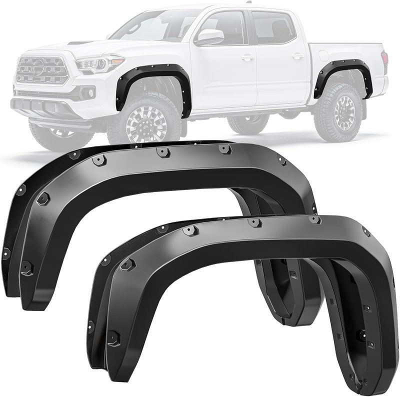 YITAMOTOR fender flares, Toyota Tacoma accessories, wheel arch covers, pocket style fender, Tacoma wheel flares, 2024 Tacoma, PP material fender, truck accessories, fender flare set, off-road protection