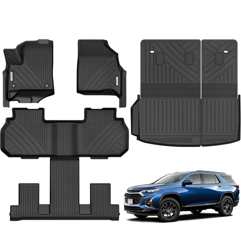 YITAMOTOR floor mats, Chevy Traverse floor liners, 2024 Traverse accessories, TPE all-weather mats, backseat protector, 7-seat SUV mats, custom floor mats, interior protection, Traverse cargo liner, heavy-duty mats