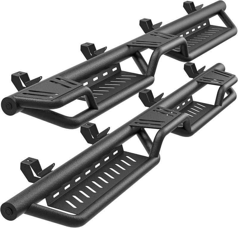 Jeep Gladiator running boards, JT wheel to wheel steps, raised step nerf bars, bed access steps, 2020 Gladiator side steps, steel running boards, Jeep JT accessories, YITAMOTOR running boards