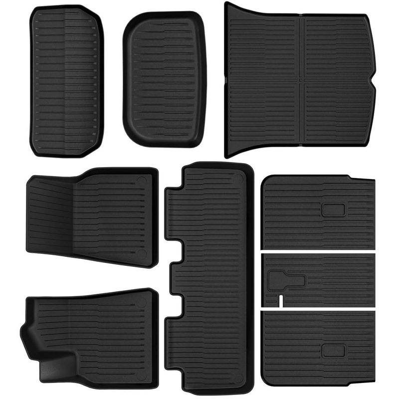 YITAMOTOR Model Y mats, Tesla floor liners 2020-2024, 5-seat all-weather mats, TPE trunk mat for Model Y, Tesla interior accessories, waterproof EV floor protection, custom-fit Tesla cargo liner