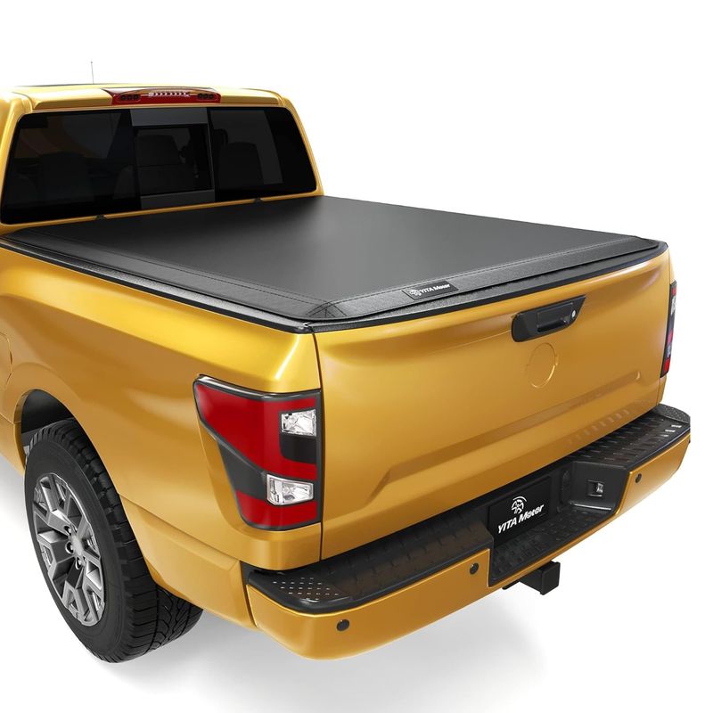 2004-2015 Nissan Titan Soft Quad Fold Truck Bed Tonneau Cover, Fleetside 5.5 ft Bed Without Titan Box