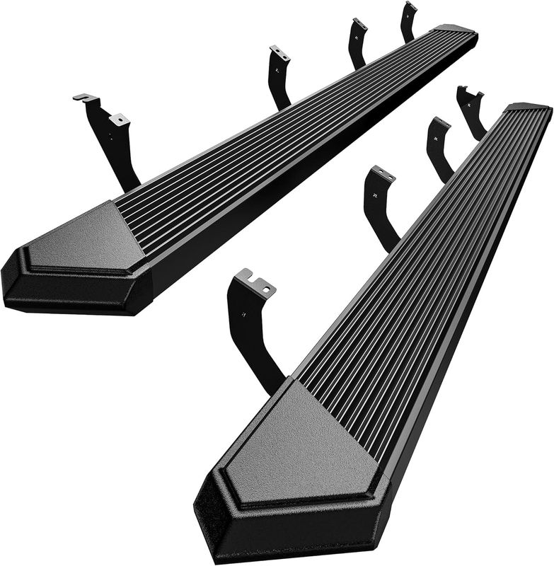 Tundra CrewMax running boards, 2022 Tundra side steps, black step bars, Toyota Tundra nerf bars, diamond plate steps, aftermarket Tundra accessories, truck running boards, adjustable slider side steps