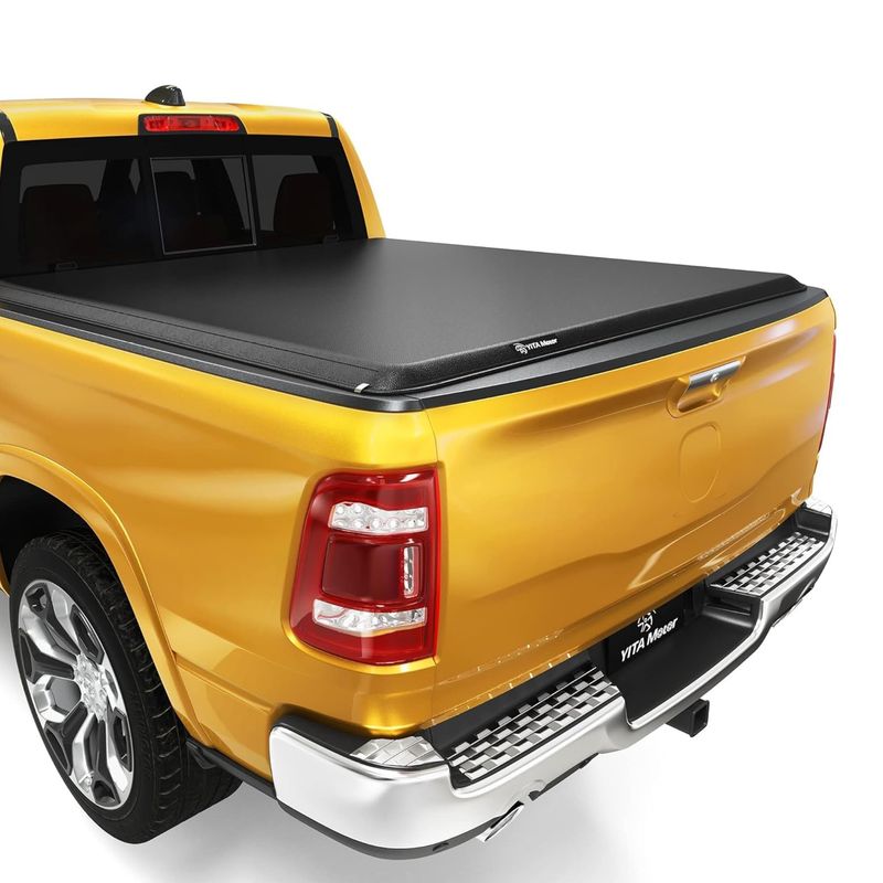 Soft Roll Up Truck Bed Tonneau Cover Compatible with 2019-2025 Dodge Ram 1500 New Body Style 6.4 ft Bed Without Rambox