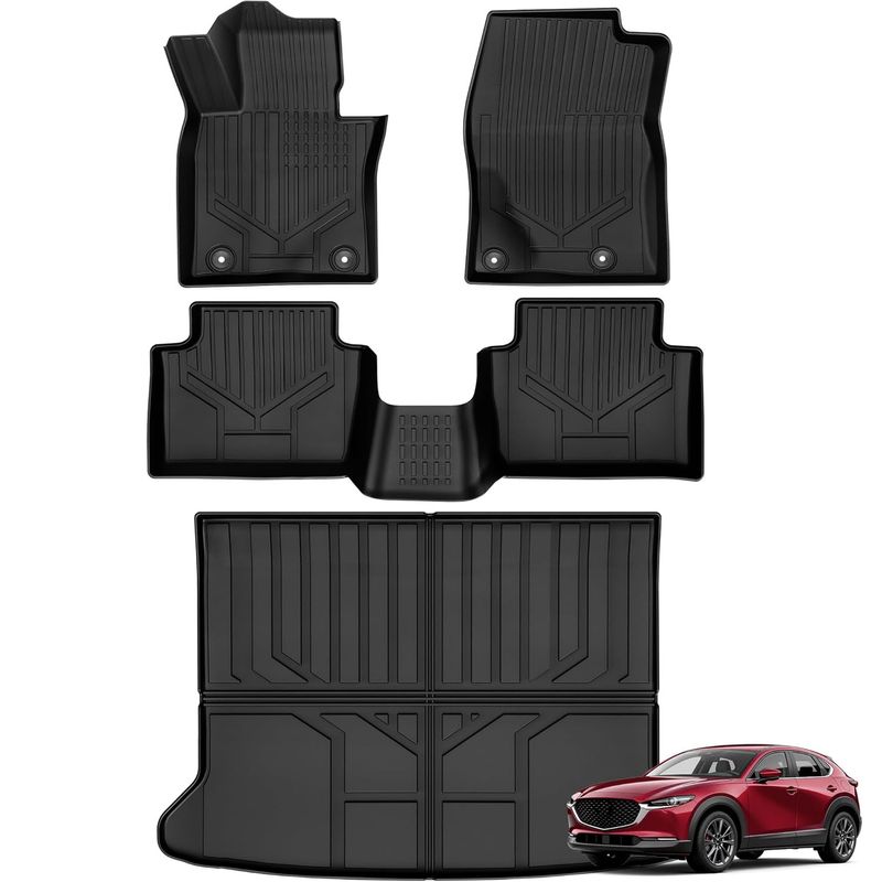Mazda CX-30 floor mats, all weather floor mats, CX-30 cargo liner, 2022 CX-30 accessories, YITAMOTOR floor liners, waterproof car mats, 2 row mat set