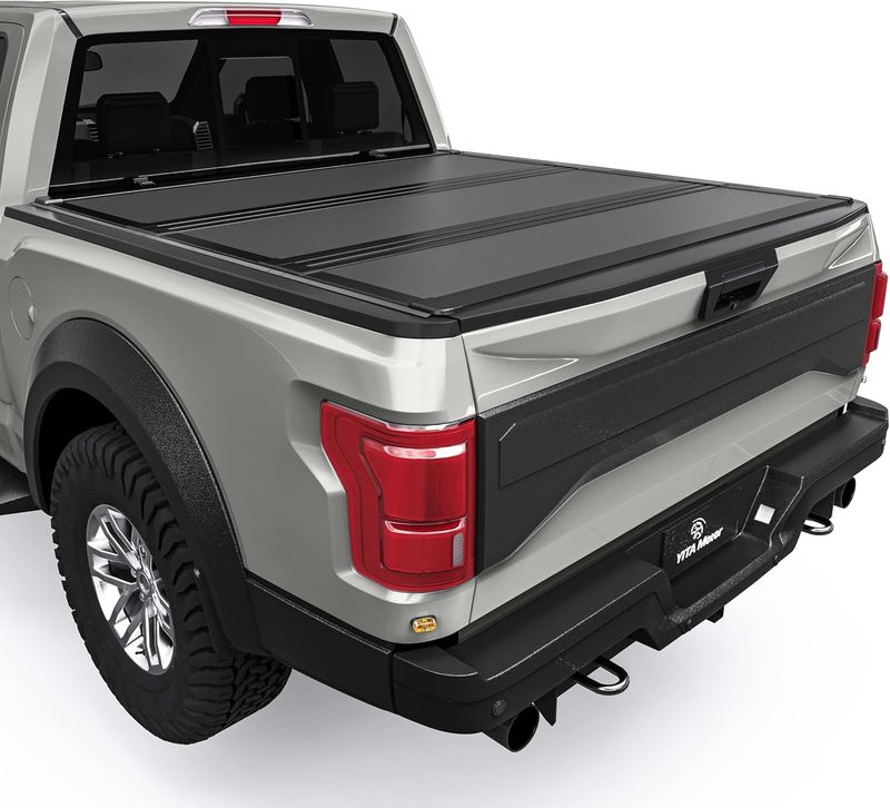 Ford F-150 tonneau cover, hard tri-fold cover, 2015 F150 bed cover, 5.5ft truck bed cover, aluminum tonneau cover, low profile, no drill installation, YITAMOTOR