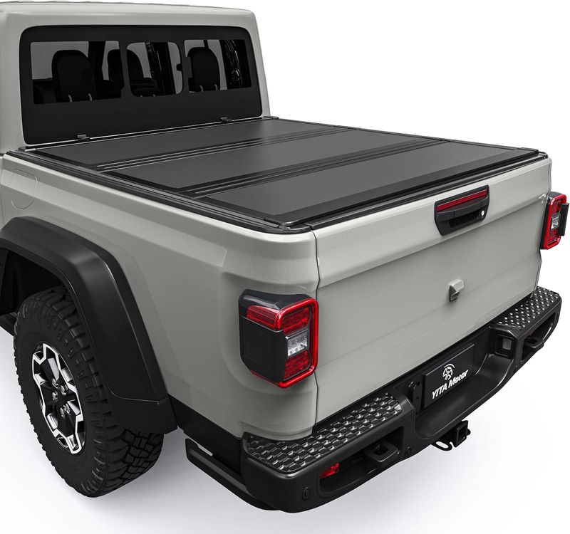Jeep Gladiator tonneau cover, hard tri-fold cover, 2024 Gladiator bed cover, 5ft bed cover, low profile truck cover, YITAMOTOR, Trail Rail system, JT accessories