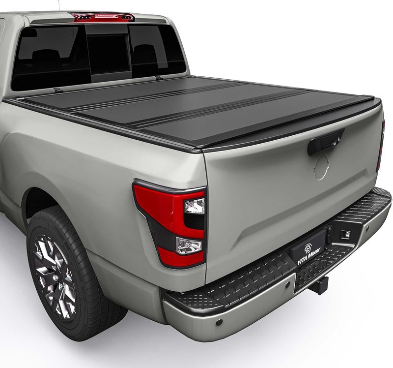 Nissan Frontier tonneau cover, hard tri-fold cover, 2022 Frontier bed cover, low profile truck cover, YITAMOTOR, tonneau cover without Mexico model