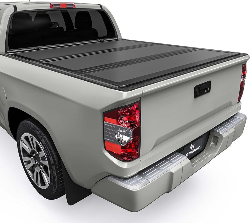Toyota Tundra tonneau cover, hard tri-fold cover, 2024 Tundra bed cover, 5.5ft bed cover, low profile truck cover, YITAMOTOR, Deck Rail system cover, excludes Trail Edition