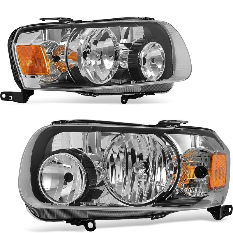 Ford Escape headlights, 2005 Escape headlamps, headlight assembly replacement, black housing headlights, amber reflector, clear lens, YITAMOTOR