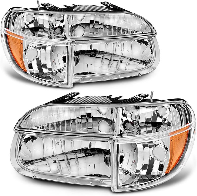 Ford Explorer headlights, 1995 Explorer headlamps, Mercury Mountaineer headlights, OE style replacement, chrome housing headlights, corner lights, YITAMOTOR, SUV headlight assembly