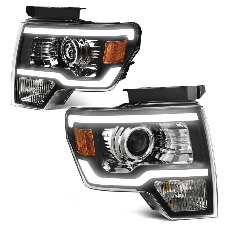 2009 2010-2014 Ford F150 LED Headlights Assembly with Amber Reflector