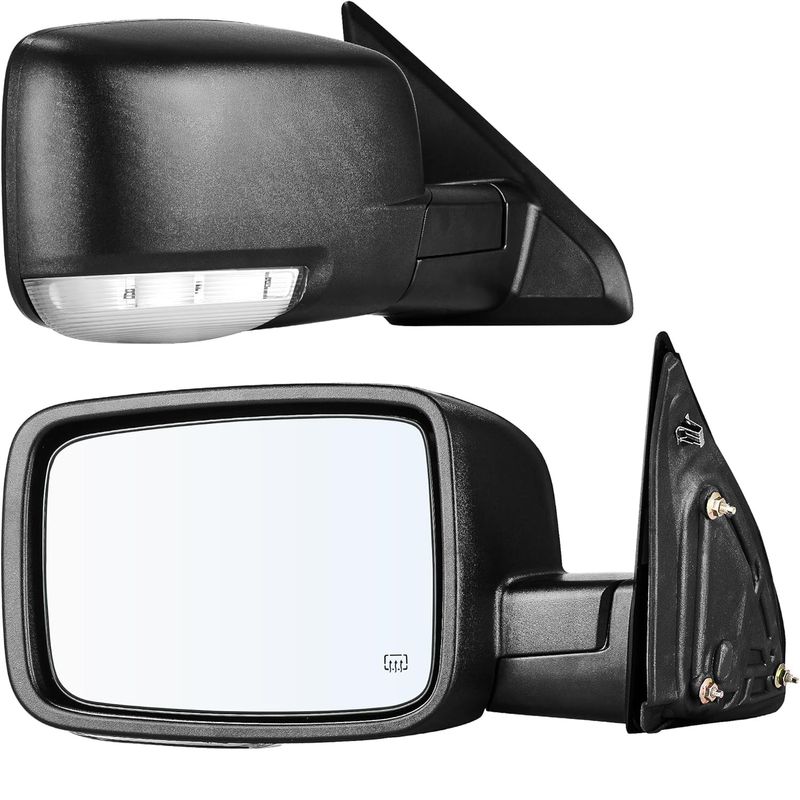 Dodge Ram towing mirrors, Ram 1500 tow mirrors, power heated mirrors, manual folding mirrors, turn signal mirrors, 2009 Ram 1500 mirrors, YITAMOTOR