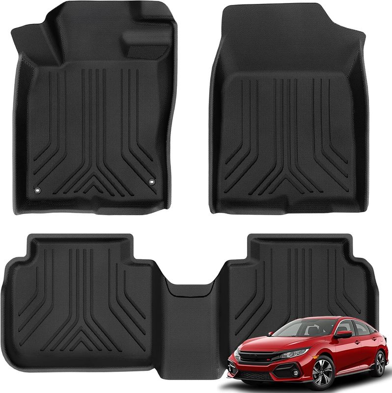 Honda Civic floor mats, 2022 Civic floor liners, TPE car mats, all weather floor mats, Civic sedan accessories, custom fit mats, YITAMOTOR, 11th gen Civic mats