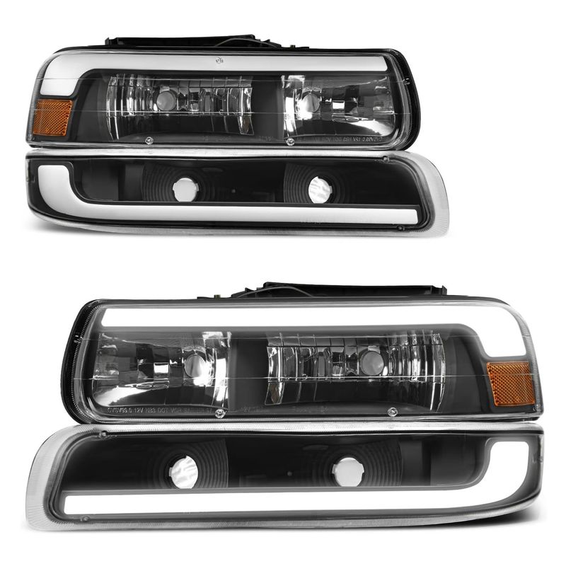 1999-2002 Chevy Silverado LED DRL Headlight Assembly Bumper Lamps