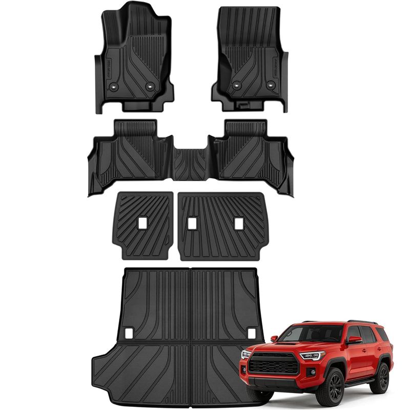 Toyota 4Runner floor mats, 2025 4Runner accessories, 6th gen 4Runner liners, TPE cargo mat, seatback protector, SR5 TRD Limited, YITAMOTOR, gas non-hybrid