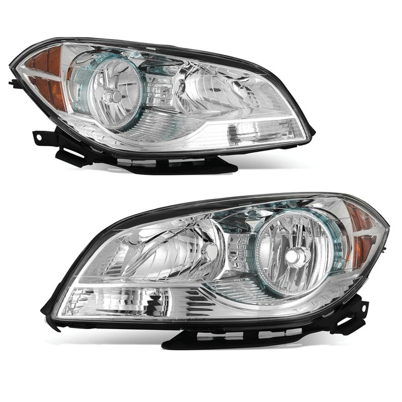 For 2008-2012 Chevy Malibu Chrome Halogen Headlights Assembly Headlamp 08-12 Set