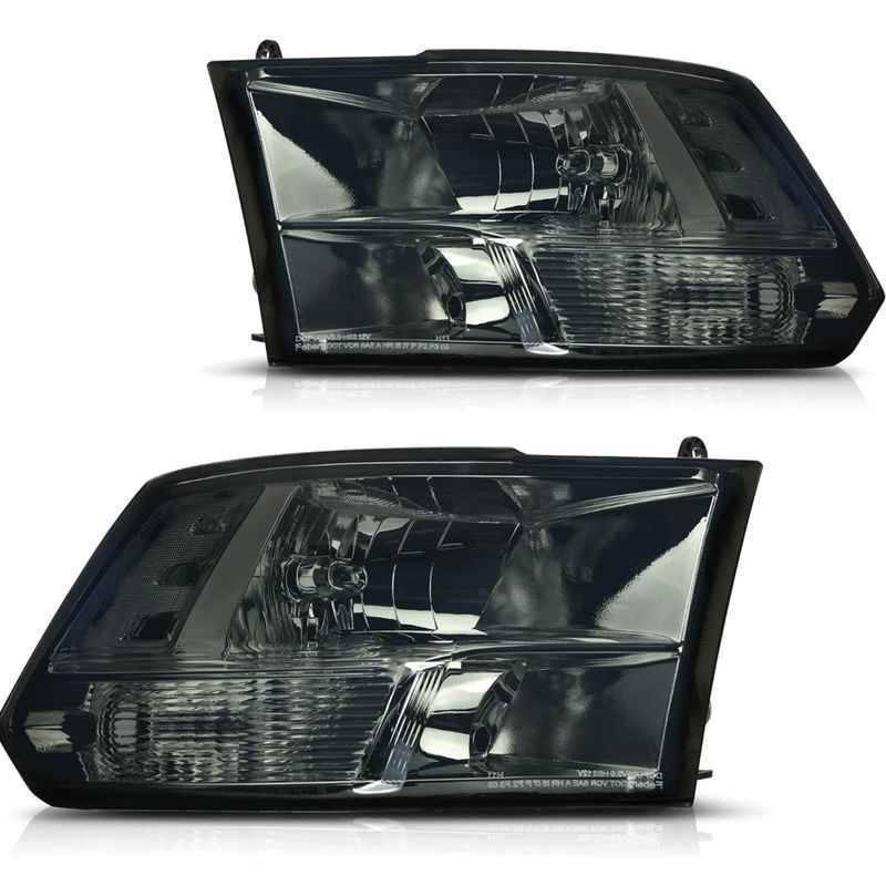 LED Headlights Assembly Smoke Lens for 2009-2018 Dodge Ram 1500