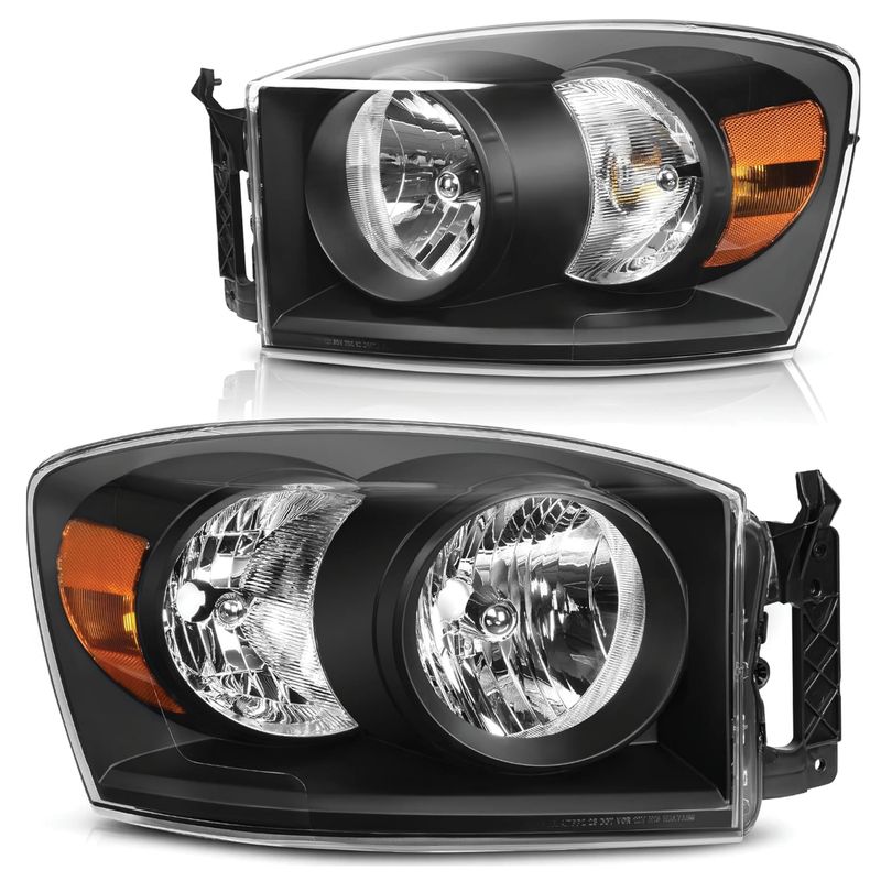Headlight Assembly Compatible with 2006-2008 Dodge Ram 1500/06-09 Dodge Ram 2500 3500 Pickup Replacement 