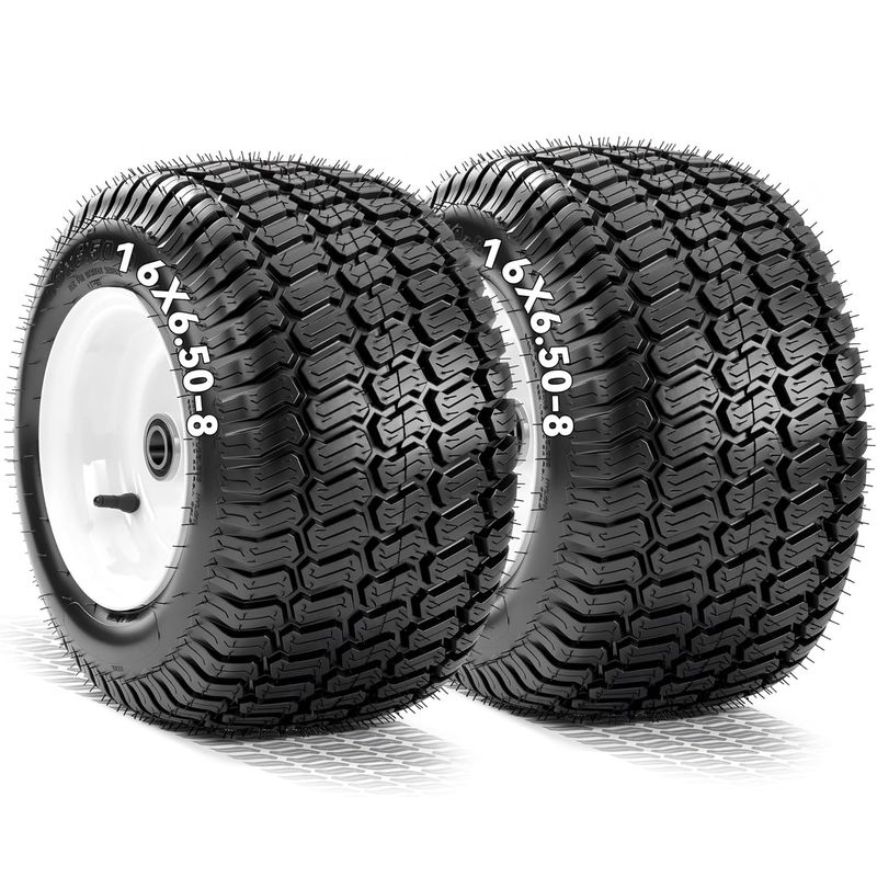 16x6.50-8 lawn mower tires, centered hub wheel assemblies, 4 ply front tires, 3/4 inch bushings, riding mower tires, garden tractor wheels, YITAMOTOR